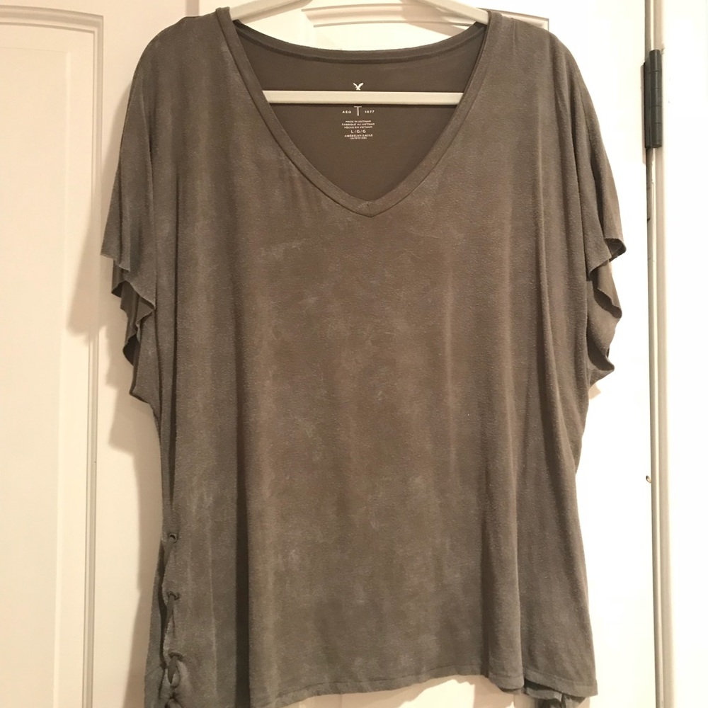 Green suede top from AE
